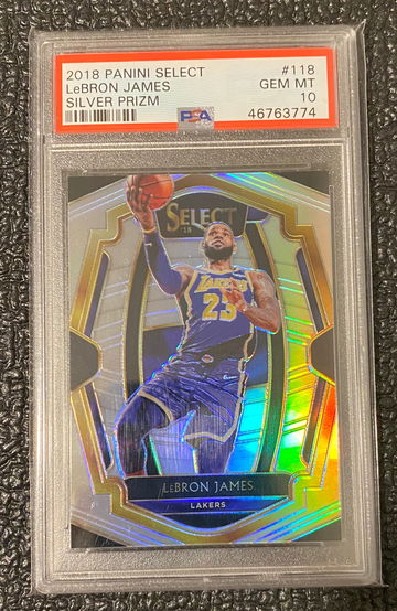 2018-19 Panini Select Silver Prizm Premier Level #118 LeBron James Lakers PSA 10