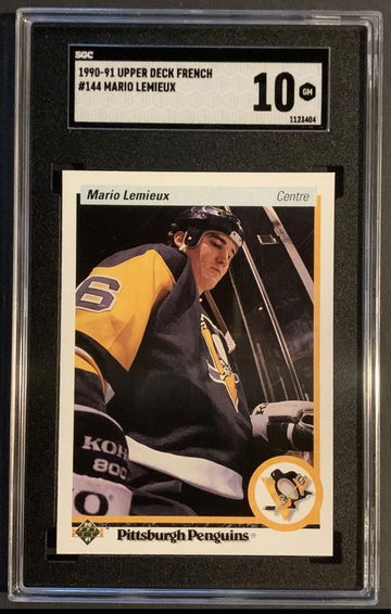1990-91 Upper Deck Penguins Mario Lemieux #144 - SP French SGC 10 GEM MINT