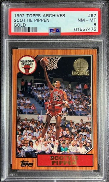 1992 Topps Archives GOLD Basketball #97 Scottie Pippen PSA 8 NM-MINT Bulls HOF