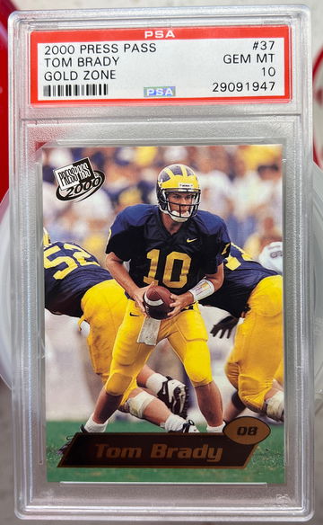 2000 press pass gold zone Tom Brady rc psa 10
