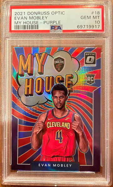 Evan Mobley Donruss Optic Purple Holo My House PSA 10