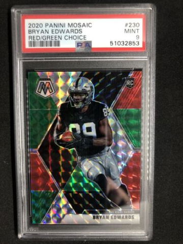 BRYAN EDWARDS 2020 Panini Mosaic Red Green Choice Rookie #230  PSA 9