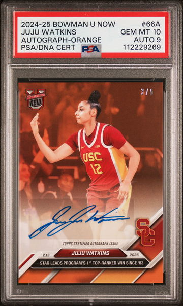2024-25 BOWMAN U NOW AUTOGRAPH JUJU WATKINS #/5 ORANGE #66A PSA 10