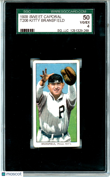 1909 Sweet Caporal (T206) Kitty Bransfield SGC 4