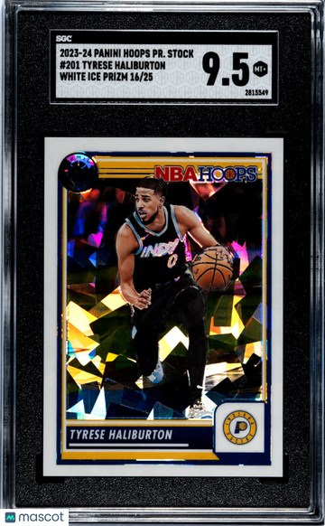 2023 Panini Hoops Premium Stock Tyrese Haliburton #201 White Ice Prizm SGC 9.5