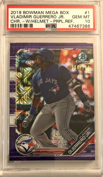2019 Bowman Chrome Mega Box Vladimir Guerrero Jr. RC #’d /250 Purple Refractor PSA 10 GEM MINT