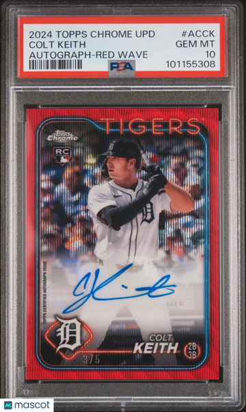 2024 Topps Chrome Update Chrome Baseball Update Series Autographs Colt Keith #ACCK Red Wave PSA 10