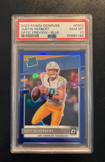 2020 Donruss Optic Preview Blue /125 Justin Herbert PSA 10