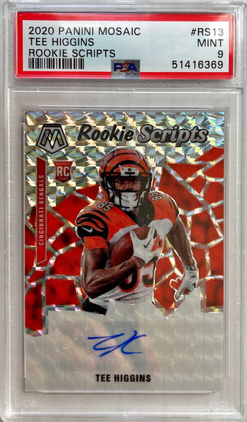 2020 Mosaic Tee Higgins Rookie Scripts PSA 9