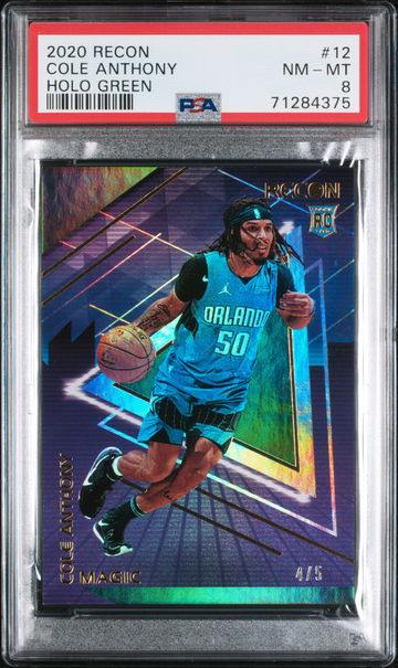 2020 Panini Recon Holo Green Cole Anthony #12 /5 PSA 8
