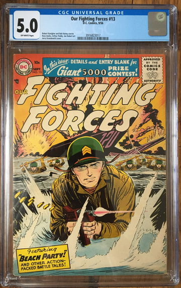 Our Fighting Forces #13 (1956) CGC 5.0 -- Jerry Grandenetti WWII cover; Kanigher