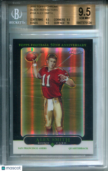 2005 Topps Chrome Black Refractors Alex Smith QB #194 BGS 9.5