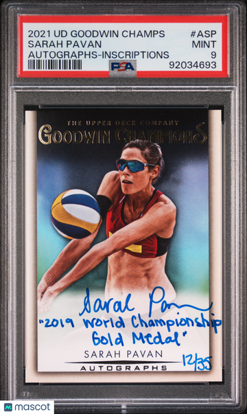 2021 Upper Deck Goodwin Champions Autographs Sarah Pavan #ASP Inscriptions /35 PSA 9
