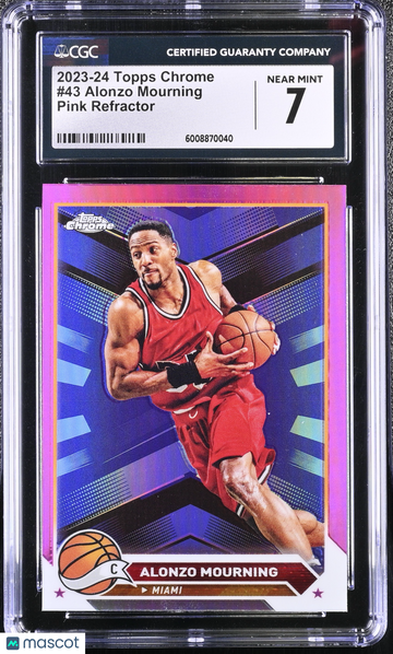 2023-24 Topps Chrome Alonzo Mourning #43 Pink Refractor CGC 7