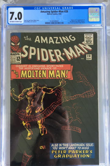 Amazing Spider-Man #28 (1965) CGC 7.0 -- O/w to white; 1st & origin Molten Man