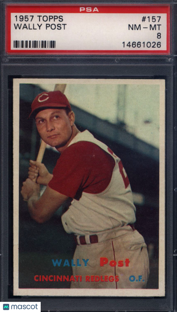 1957 Topps #157 Wally Post Reds PSA 8
