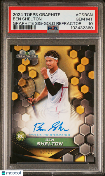 2024 Topps Graphite Tennis Graphite Signatures Ben Shelton #GSBSN Gold Refractor PSA 10