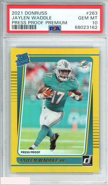 2021 PANINI DONRUSS JAYLEN WADDLE #263 PRESS PROOF PREMIUM RC PSA 10 GEM MT