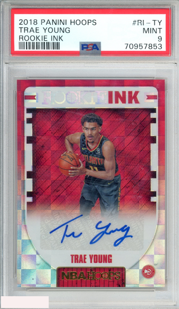 2018 PANINI HOOPS ROOKIE INK TRAE YOUNG #RI-TY RC AUTO HAWKS PSA 9 MINT