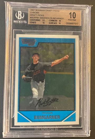 2007 Bowman Draft Picks Chrome #BDPP61 Madison Bumgarner BGS 10 Pristine
