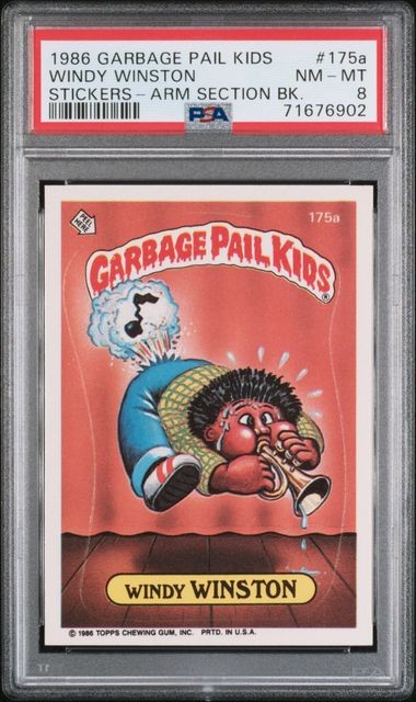 1986 GARBAGE PAIL KIDS GBP STICKERS WINDY WINSTON #175A PSA 8