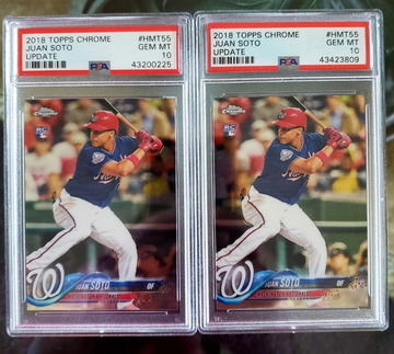 (2) 2018 Topps Chrome Update Juan Soto PSA 10 #HMT55 RC YOU GET BOTH CARDS 