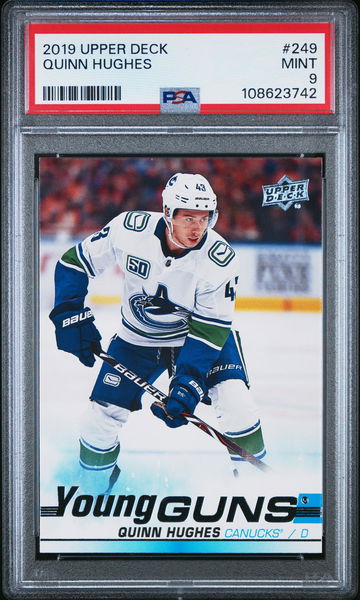 2019 Upper Deck Young Guns Quinn Hughes #249 PSA 9