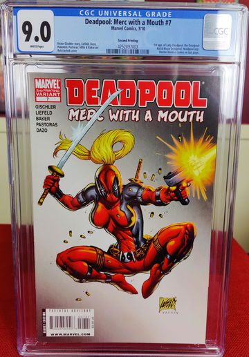 Deadpool: Merc with a Mouth #7 - CGC 9.0 - Second Printing - 1st Appearance of Lady Deadpool 