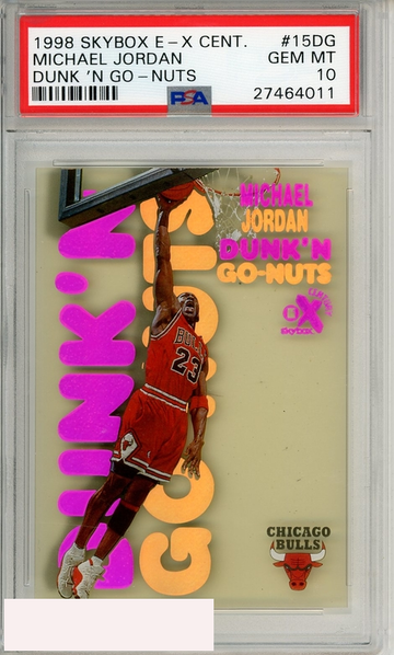 1998 SKYBOX E-X CENTURY DUNK  N GO-NUTS MICHAEL JORDAN #15DG PSA 10 GEM MT