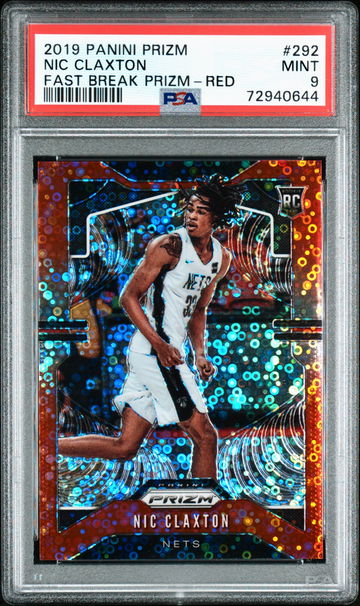 2019-20 Panini Fast Break Red Prizm Nic Claxton Nets RC Rookie /125 PSA 9 Mint