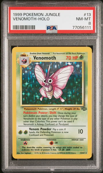 1999 Pokemon Jungle Holo Venomoth #13 PSA 8