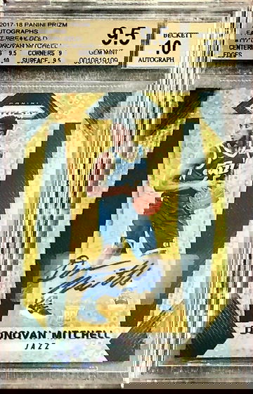 DONOVAN MITCHELL 2017-18 PRIZM FAST BREAK GOLD ROOKIE RC AUTO #/10 1/1 BGS 9.5/1