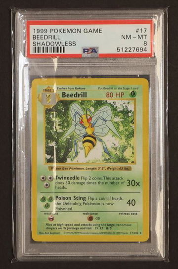 1999 Pokemon Base Set Shadowless Beedrill #17 PSA 8