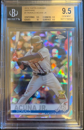 2019 Topps Chrome Sapphire Ronald Acuna BGS 9.5 True Gem+
