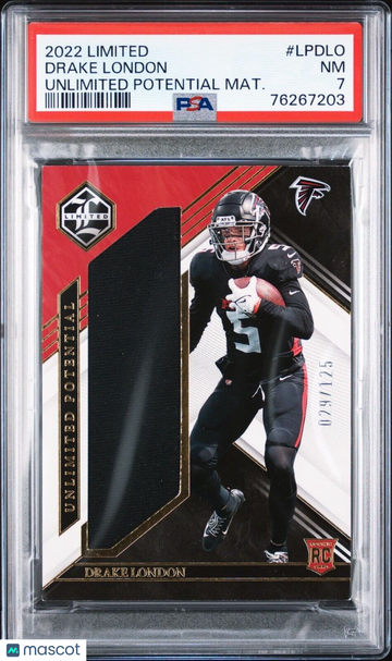 2022 Panini Limited Drake London #LP-DLO Amethyst Patch PSA 7