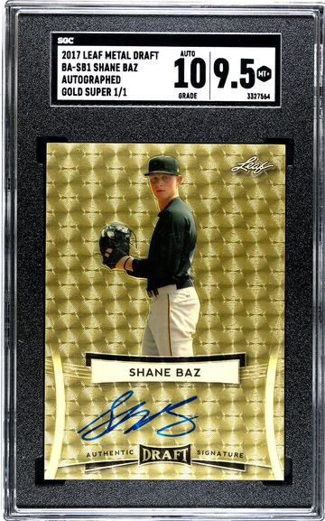 2017 Leaf Metal Draft Autographed Gold Super 1/1 Shane Baz SGC 9.5 w 10 Auto Pop 1!!!!