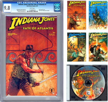 INDIANA JONES & FATE OF ATLANTIS #1 CGC 9.8 + ISSUES #1-4 NM + PC-CD GAME 1991 [*Minor Slab Stress Crack*]