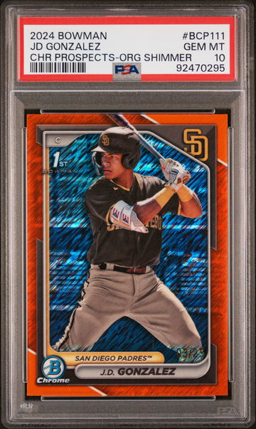 2024 Bowman Chrome Prospects Chr Prospects-Org Shimmer Jd Gonzalez #BCP111 /25 PSA 10