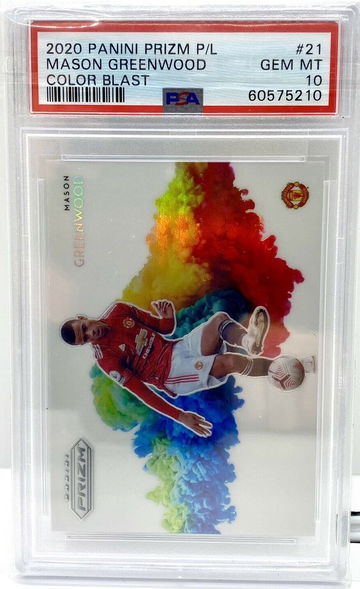 Mason Greenwood 2020 Panini Prizm Color Blast Premier League PSA 10 GEM MINT