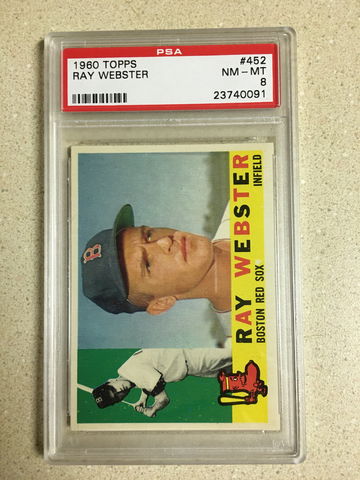 1960 Topps #452 Ray Webster PSA 8 NM-MT RED SOX 