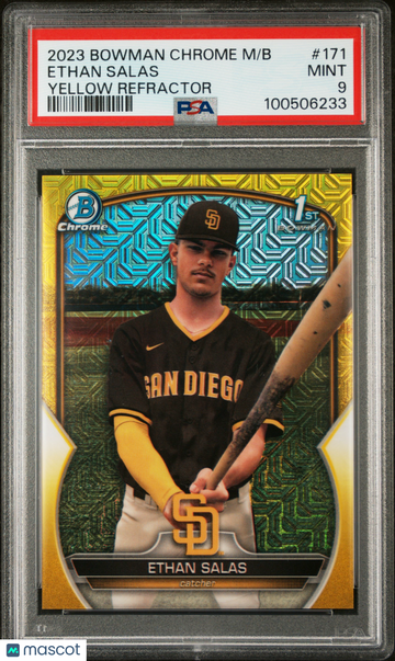 2023 Bowman Mega Box Chrome Ethan Salas #171 Yellow Refractor PSA 9