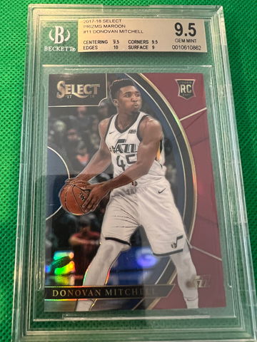 2017 select Donovan Mitchell maroon rc 74/199 bgs 9.5