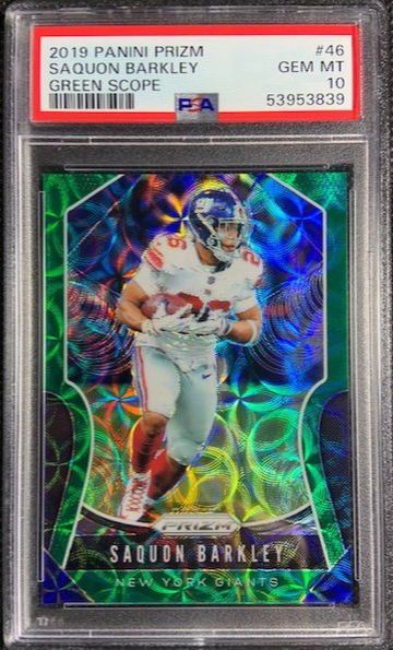 2019 Panini Prizm Football Saquon Barkley Green Scope /75 PSA 10 Gem Mint Pop 1
