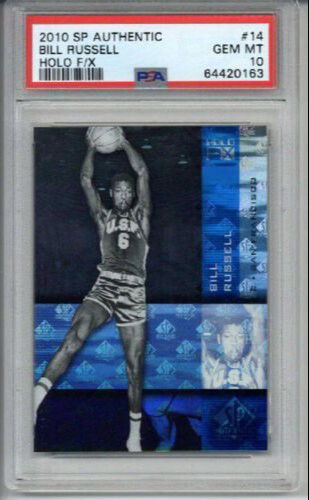 2010 UPPER DECK SP AUTHENTIC HOLO F/X #14 BILL RUSSELL USF CELTICS PSA 10