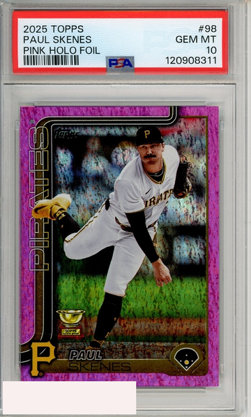 2025 TOPPS PAUL SKENES #98 PINK HOLO FOIL PSA 10 GEM MT