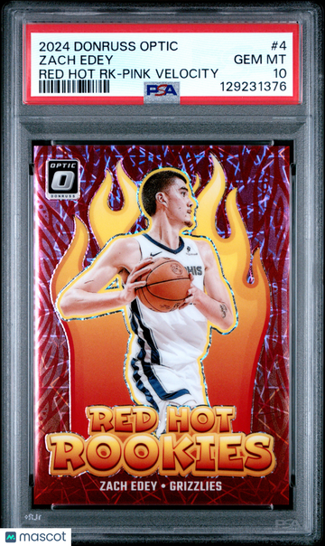 2024 Panini Donruss Optic Red Hot Rookies Zach Edey #4 RK Pink Velocity PSA 10