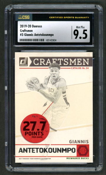 2019-20 Panini Donruss Craftsmen Giannis Antetokounmpo  #3 CSG 9.5 Mint Plus