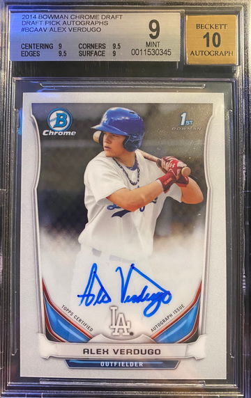 Alex Verdugo 2014 Bowman Chrome Draft Auto BGS 9/10