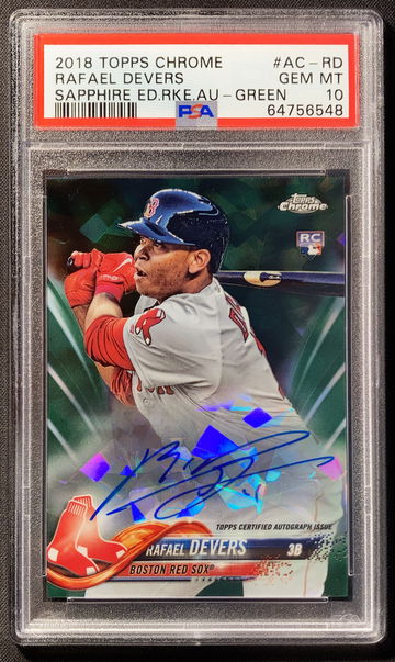 Rafael Devers 2018 Topps Chrome Sapphire Rookie Auto /50