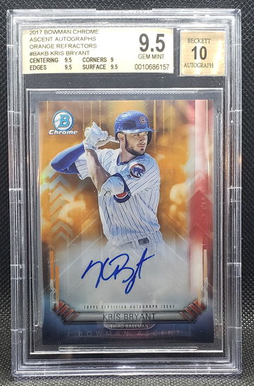 2017 Bowman Chrome Kris Bryant Ascent Orange Auto /25